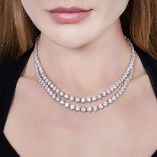 Famille Collection Two Row Diamond Necklace - Image 2